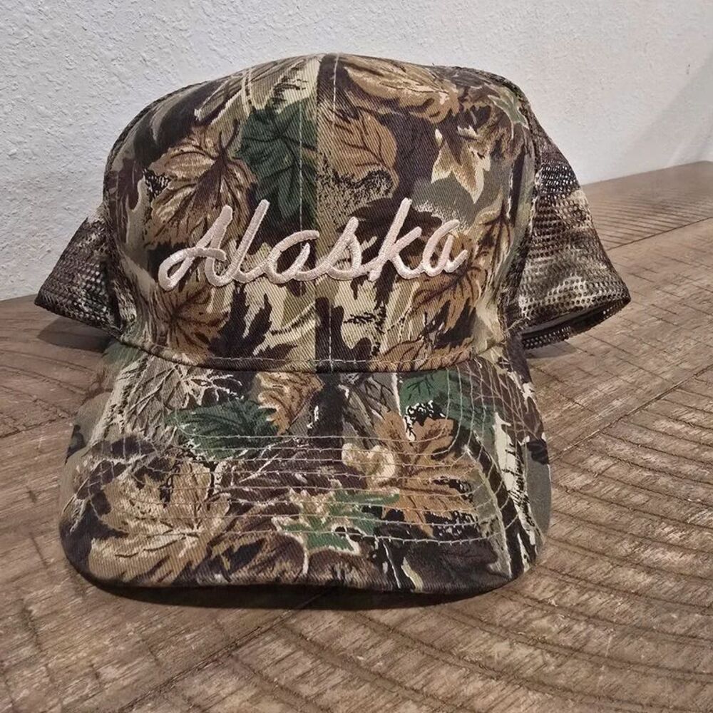Alaska Camo Trucker Hat Otto Embroidered Camouflage Mesh Snapback Cap